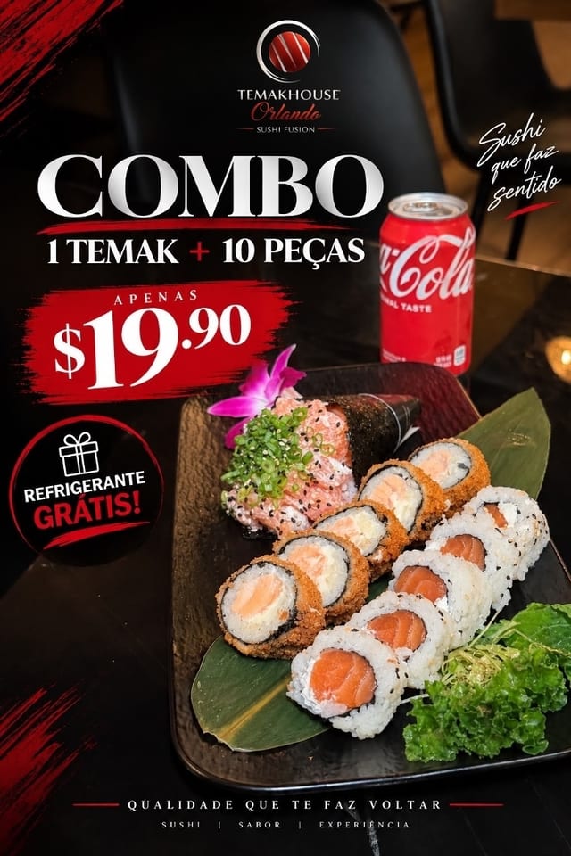 COMBO 1 temak + 10 peças + 1 soda.