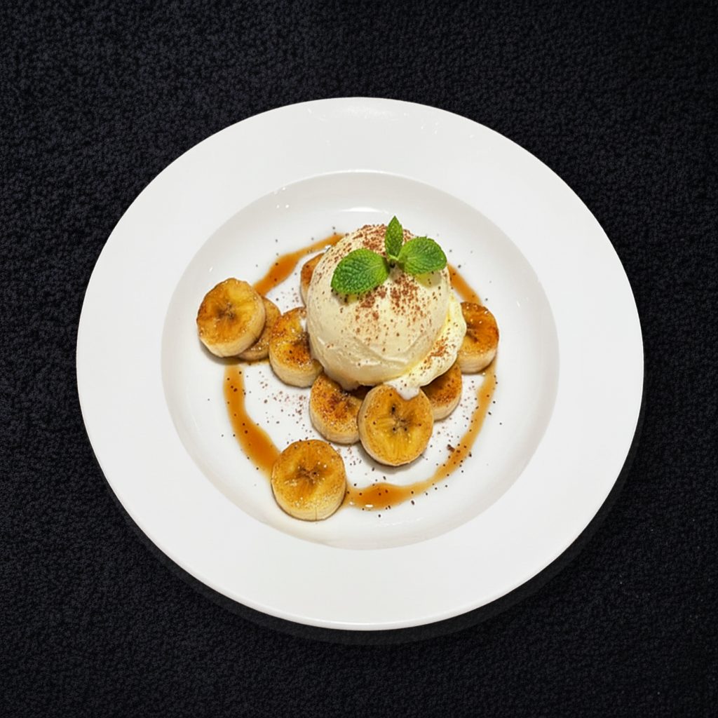 Hot banana flambado.